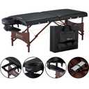 Master Massage Newport Portable Massage Table Package with Denser 2.5" Cushion, Walnut Stained Hardwood, Steel Support Cables, Pillows & Accessories, Black, Standard, 30"