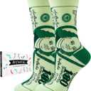 Women's Novelty Socks, Cotton Pattern Designs, US Size 6-12 | 90% cotton and 10% spandex,US szes 6-12, Colorful Cartoon Patterns for Everyday Wear, Light Exercise and Holiday Surprises