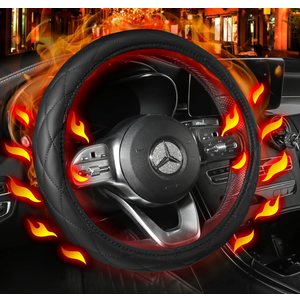 Heated Steering Wheel Cover – WARMITORY PU Leather 12V Quick Heating Car Hand Warmer, AntiSlip, Universal 14.5–15.5" Fit for Car, Truck, SUV Steering Wheels (Black)