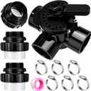 DoubleFill 3 Way Pool Diverter Valve 2" - 2.5" 3 Port Valve Compatible with 263028, 3 Pcs 2" MlP x 2" CPVC Hi Temp Unions and Adjustable Hose Clamps Compatible with Pentair Whisperflo Pumps