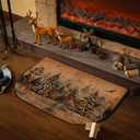 Demissle Fireplace Hearth Rug Fireplace Mats Cabin Southwestern Fireproof Fire Resistant Rug for Wood Stove Floor for Kitchen Indoor Outdoor(Forest Deer,27 x 48 Inch)