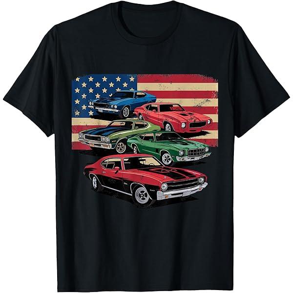 Classic Muscle Car Classic Vintage American Car T-Shirt, Black, XXL