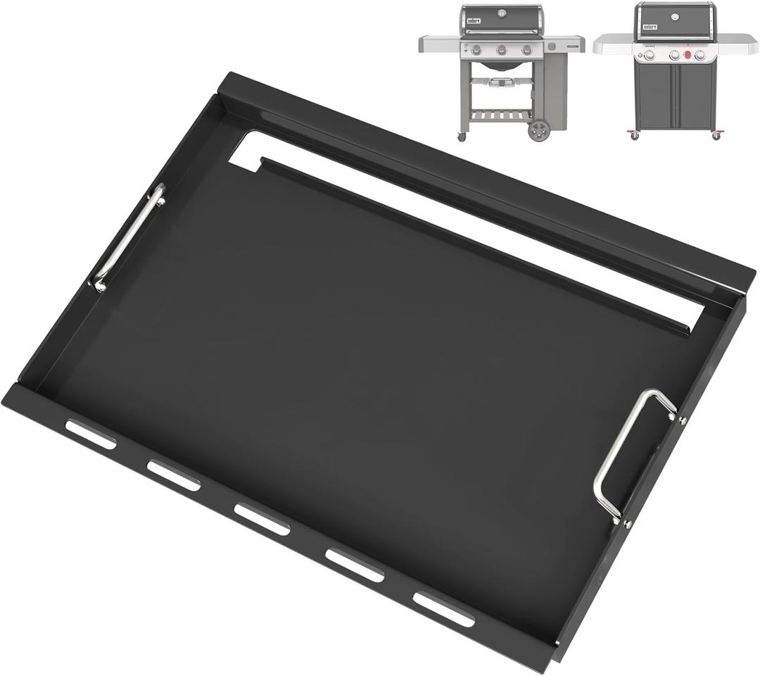 6788 Full Size Griddle for Weber GS4 Genesis II 300 Series Gas Grills, Flat Top Grill Griddle Insert with Handles for Weber Genesis II E310 E330 S315 EX315 SX335 EX335 Series Gas Grill, Carbon Steel