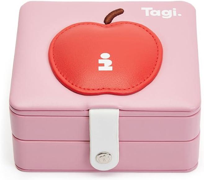 2 x Tagi. Imagine Apple Travel Jewelry Box for Women – Small Portable Jewelry Organizer Case with Mirror, Earring Necklace Ring Holder, Compact Storage for Travel Essentials & Home Organizer, Berry