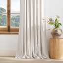 NICETOWN Linen Curtains 102 Inch Length 2 Panels Set for Living Room, 55" Wide Thick Flax Linen Blend Privacy Drapes Rod Pocket & Back Tab with Light Filtering for Bedroom/Farmhouse