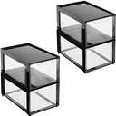mDesign Plastic Desk Organizer and Storage Bin w/Pull Out Drawer - Stackable Office Storage Container for Office Supplies - Desktop Drawer Organizer - Lumiere Collection - 4 Pack - Black/Clear (12 x 8 x 6 (Pack of 4))