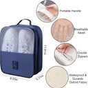 Shoe Bags for Travel Holds 3 Pair of Shoes, Travel Shoe Bag with 3 Layers Compartments, Waterproof & Washable, Navy