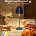 3 Pack Cordless Table Lamp, Portable Battery Operated Lamp with 3 Color Temps and Stepless Dimming, Rechargeable Table Lamp for Dinner, Desk, Cafe, Outdoor (Navy Blue)