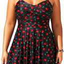 Aqua Eve Plus Size Two Piece Swimsuits for Women Tankini Bathing Suits Flowy Swim Dress with Shorts (Cherry) 24W