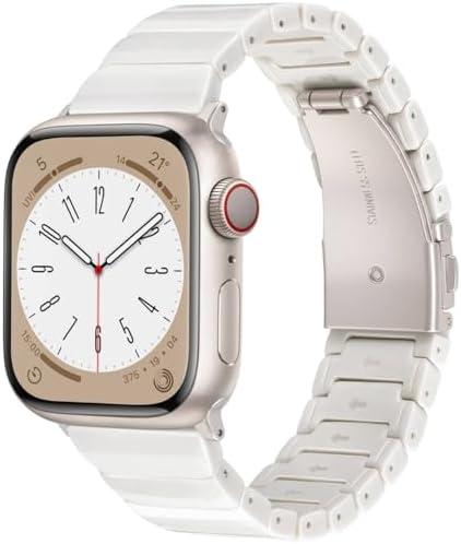 V-MORO Resin Band Compatible with Apple Watch Series 11/10 41mm/40mm/38mm/42mm Women Men Fashion Strap for iWatch Series 9/8/7/6/5/4/3/2/1/SE/SE 2 Lightweight Bracelet Wristband(Classic Starlight)