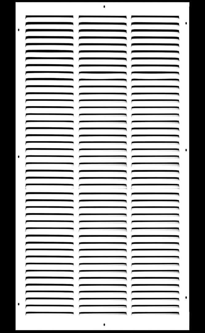 HVAC Premium 14'' x 24'' [Duct Opening] Flat Stamped Steel Return Air Grille - Sidewall and Ceiling - HVAC Vent Duct Cover - White [Outer Dimensions: 15.75''w X 25.75''h]
