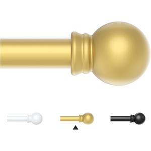 Gold Curtain Rods for Windows 66-120 Inch, 5/8" Stainless Steel Small Curtain Rod for Bedroom, Living Room, Kitchen, Farmhouse (30"-124")