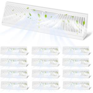 Aremae 4 Pack Baseboard Register Vent 18 Inch - RoundFlow Design for Maximum Air Flow - Smooth-Glide Air Adjust Lever - Heavy Duty Rust-Proof Steel - Tool-Free Easy Installation, 18 inches x 2.75 inches x 4.5 inches