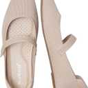 MaxMuxun Women's Ballet Flats Square Toe Mary Jane Shoes Women Arch Support Comfortable Walking Shoes Knit Ballerina Flats for Casual Office Dressy Business 8.5