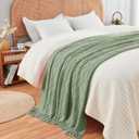 inhand Sage Green Throw Blanket for Couch, Soft Living Room Home Decor Knitted Twin Size Blanket, Outdoor Lightweight Breathable Summer Blanket, Farmhouse Warm Woven Decorative, 60"x80" (Basil)
