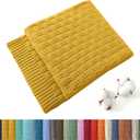 TREELY 100% Cotton Knitted Throw Blanket Couch Cover Blanket(50 x 60 Inches, Gold Yellow)