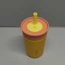 Owala Kids Insulation Stainless Steel Tumbler with Spill Resistant Flexible Straw, Easy to Clean, Kids Water Bottle, Great for Travel, Dishwasher Safe, 12 Oz, Peach and Yellow (Picnic)