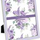 Laura Ashley 8x10 Lavender Enamel Picture Frame, Silver Metal Edge with Easel, for Countertop, Counterspace, Tabletop Display, Bookshelf, Desk, Wall Dcor, Photo Gallery (8x10, Lavender W/Silver)