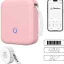Portable Label Maker Machine with 180PCS Tape - 300DPI Thermal Bluetooth Printer for Home, Office, School Organization & Sticker Making, P11 New Version(Pink)