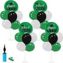 Graduation Decorations - 4 Set Balloon Stands, Class of 2026 Congrats Grad Table Centerpieces for Graduation Party Supplies(Green& Black)