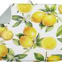Sanwarm Absorbent Dish Drying Mat, Floral Lemon Fruits Vintage Microfiber Pad for Kitchen Counter, Coffee Bar Decor, Heat Resistant and Reversible, 18" x 24"