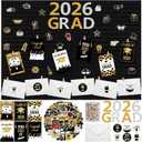 Nuanchu Graduation Bulletin Boards Decorations Set, DIY Poster Photo Board Kit with Black Felt Panels, 2026 Graduation Cards & Envelopes, Sticker Set, Push Pins, Cardstock Decor for Party Classroom