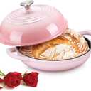 P&P CHEF Bread Dutch Oven for Sourdough, 5.5 Quart Enameled Cast Iron Dutch Oven Pot with Lid for Homemade Bread Baking, Easy to Clean & Even Heat, Pink