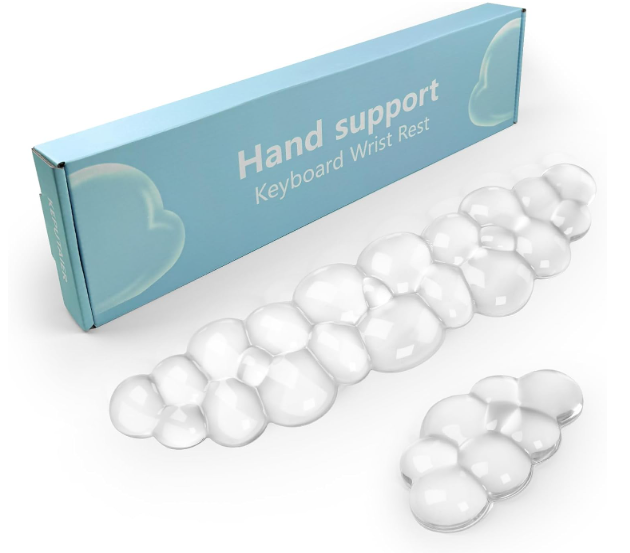 Aszqvd Mouse Pad with Wrist Rest, Soft Cloud Gel Keyboard Mouse Pad Set with Hand Wrist Support, Cute Non Slip Office Desk Accessories for Comfort/Pain Relief/PC Gaming/Computer/Laptop, (White Cloud)