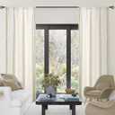 Natural Linen Curtains for Living Room Tassel Border Semi Sheer Boho Curtain Panels Light Filtering Linen Textured Window Treatments Set,2 Panels 40 x 95 InchesRod Pocket