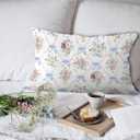 Coquette Blue Bow Floral Pillow Covers 12x20, Vintage Wildflower Botanical Ribbons Trellis Lumbar Throw Pillow Covers for Home Bedroom Living Room, Chinoiserie Decor
