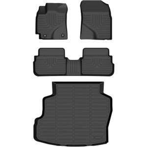 Floor Mats & Cargo Liner for Toyota Corolla 2009-2013, All Weather Automotive TPE Floor Liners Set Anti-Slip Waterproof Accessories (Car Mats+Trunk Mat) Black