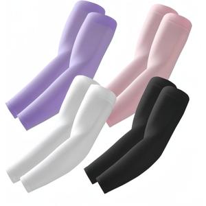 Arm Sleeves, Cooling UV Sun Protection Sports Compression for Men/Women (4 Pairs - Black+white+purple+pink)