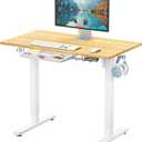 SHW 40-Inch Electric Height Adjustable Standing Desk with Drawer, Memory Preset and Cable Management Tray, Oak