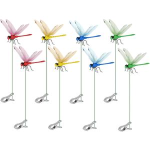 3 x 8 Pack Dragonfly Clips, 3D Simulation Fake Dragonflies Decoration for Garden Stakes, Yard Ornaments, Hat, Deer, Horse, Indoor and Outdoor