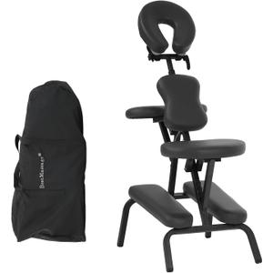 FDW Portable Massage Chair, Tattoo Chair, Foldable Spa Massage Chair, High Density Foam Height Adjustable SPA Salon Chair, Facial Brace for Customers with Backpack (Black)