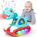 COVTOY Baby Toys for 1 Year Old Boy Girl, Musical Dinosaur Car Crawling Developmental Toys with Sounds and Lights, Ideal Gifts for Babies 6 to 12-18 Months