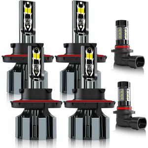 Fit For F250 F350 F450 F550 Super Duty (2005-2022) Light Bulbs Combo, Hi & Lo Beam Bulbs+ Fog Lights Bulbs Kit, 6500K White, Plug and play, Pack of 6