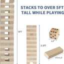 Megwoz Giant Tumble Tower Family Games for Kids and Adults 60 Blocks New Zealand Pine Wooden Blocks Stacking Up to 5 FT for Indoors Outdoors Yard Games for Family