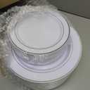 WDF 120PCS Plastic Plates White Silver Rim - Disposable Plates including 60PCS for Dinner 10.25inch, 60 Salad/Dessert Plates 7.5inch Heavy Duty Wedding Party Birthday
