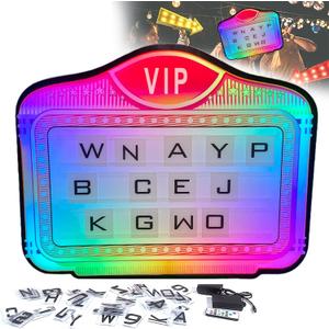 LED Letter Bottle Presenter, VIP Bottle Service Sign Color Display Lights with 4 Sets Letters & 1 Numbers Kit, Hand Holding Light Box Sign for Party, Bar & Night Club (vip)