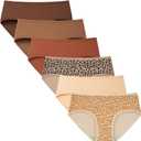 INNERSY Womens Underwear Cotton Hipster Panties Regular & Plus Size 6-Pack (Medium, Leopard Print)