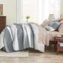 Andency Grey Striped Quilt Queen(90x96Inch), 3 Pieces (1 Striped Quilt and 2 Pillowcases) Patchwork Bedspread Coverlet Set, Soft Lightweight Quilted Bedding Set