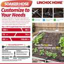 Soaker Hose 150FT 1/2 Inch with Solid Brass Connectors & Garden Stakes Kit, Flexible Leakproof Irrigation System for Garden, Lawn & Landscape
