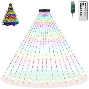 btfarm Christmas Tree Lights with Remote, 6.6FT 400 LED USB Plug in Fairy Xmas Light for 5-7FT Tree, Timer Dimmable Waterproof 8 Mode Cascading Twinkle Lights for Indoor Outdoor Decor, Multicolor
