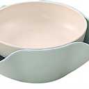 Bamboo's Grocery Double Dish Snack Bowl For Pistachios, Peanuts, Edamame, Cherries, Nuts, with Shell Storage (Blue)