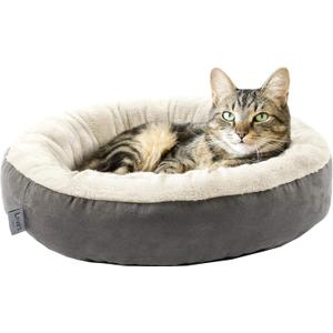 Love's cabin Round Donut Cat and Dog Cushion Bed, 20in Bed for Cats or Small Dogs, Anti-Slip & Water-Resistant Bottom, Super Soft Durable Fabric Pet Beds, Washable Luxury Cat & Dog Bed Gray (19.7"L x 19.7"W x 5.9"Th, Grey)