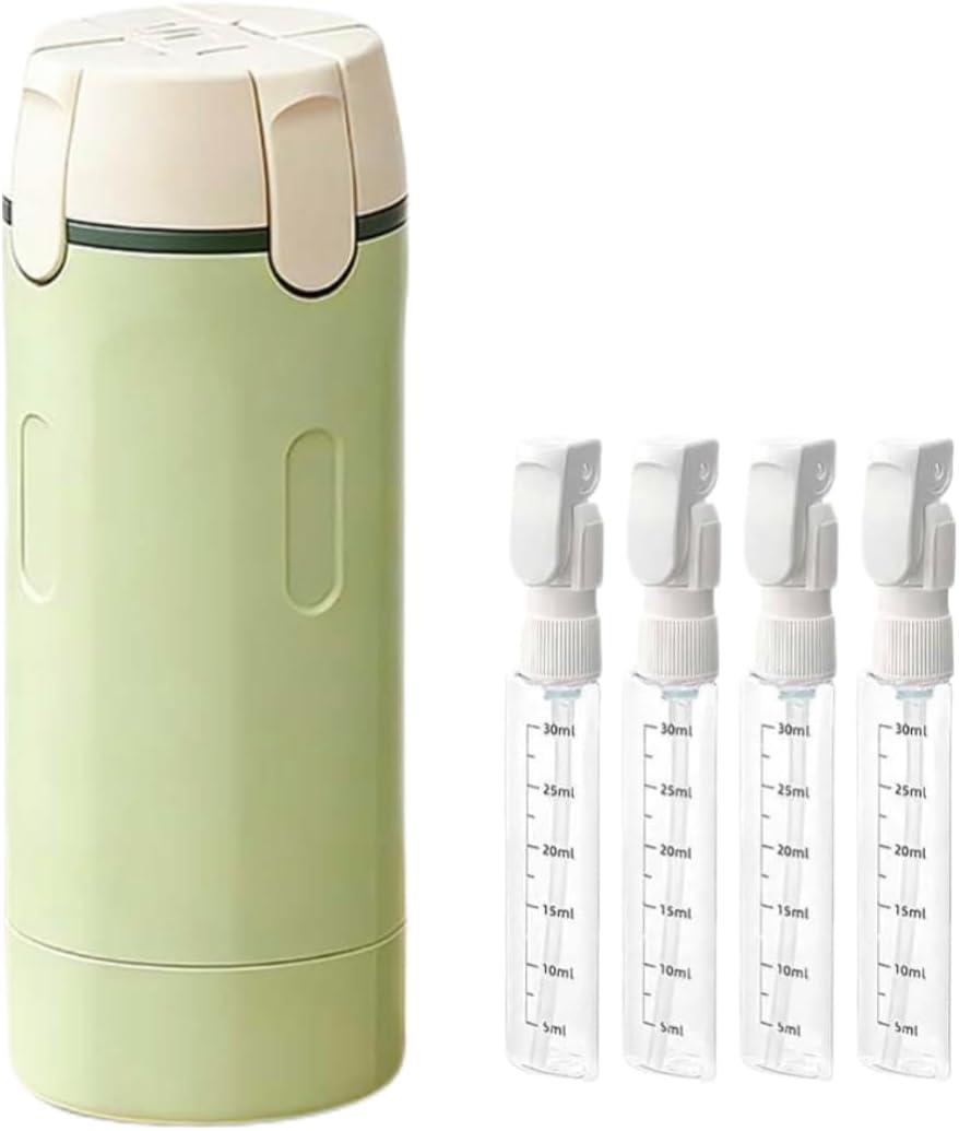 4-in-1 Travel Dispenser Bottle with Scale and Label, 4 Pack 30ML Refillable Leak Proof Transparent Portable Toiletry Containers for Shampoo Lotion Conditioner Cream(Green)