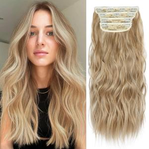 20 Inches Blonde Hair Extensions Clip ins, 4Pcs Curly Synthetic Clip in Hair Extensions (Color: Dark Blonde with Bleach Blonde Highlights) 20 Inches Blonde Hair Extensions Clip ins, 4Pcs Curly Synthetic Clip in Hair Extensions (Color: Dark Blonde with Bleach Blonde Highlights)