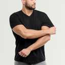 X RAY Men's V-Neck T-Shirts, Soft Cotton Short Sleeve Casual Slim Fit V Neck T Shirts for Men (Black, XXL)