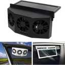 Solar Powered Car Ventilator, Solar Exhaust Fan Car Air Purifier Ventilator Radiator Cooling Fan Black